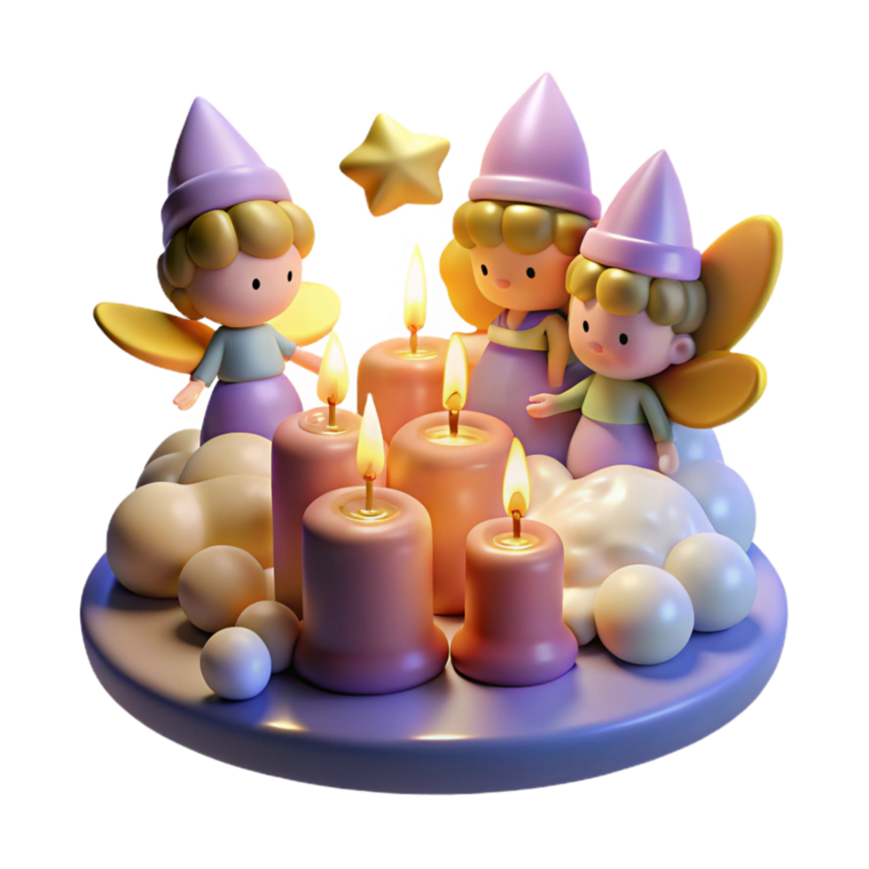 impressive traditional Whimsical Fairy Candles Enchanting 3D Render detailed png