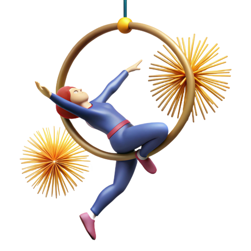 elegant creative Aerialist on Ring, 3D Render, Abstract Art high resolution png