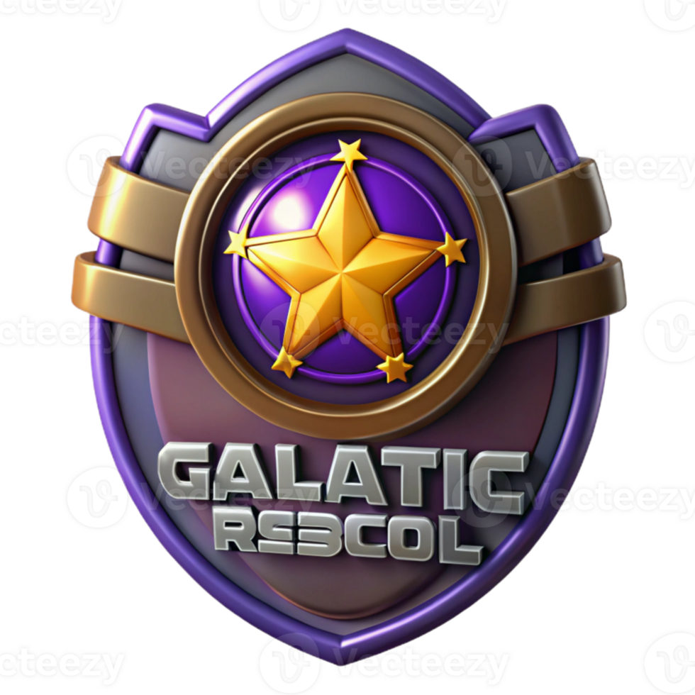 elegant modern Galactic Rescol 3D Badge Illustration authentic png