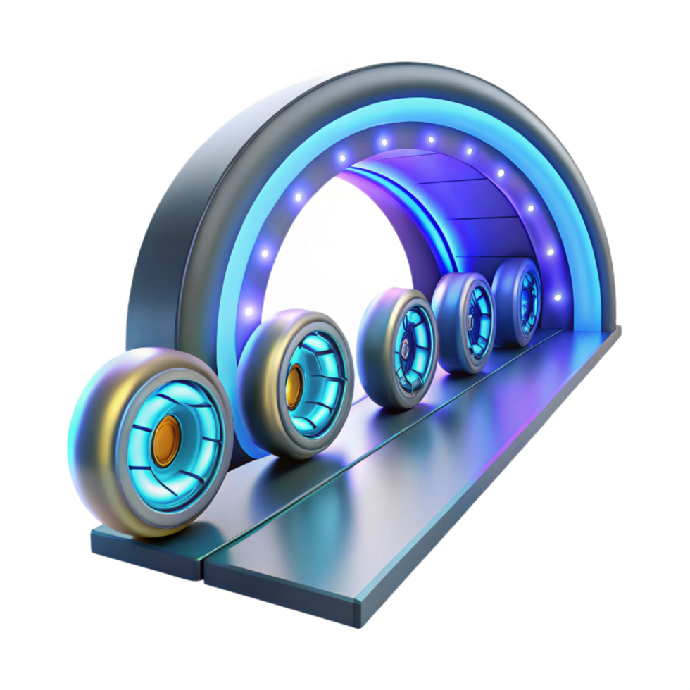 elegant creative Futuristic Audio Display Illuminated Speakers on Stage professional png