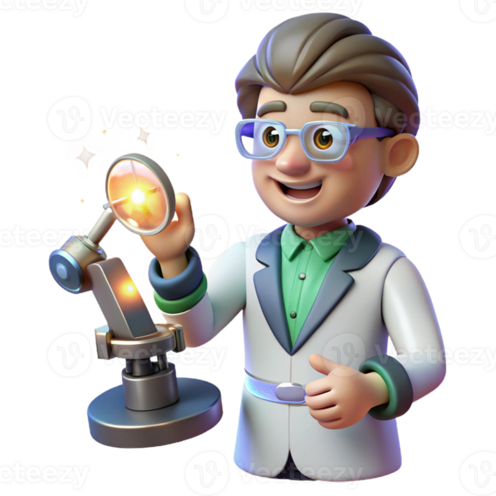beautiful traditional 3D Cartoon Scientist Lab Illustration high resolution png