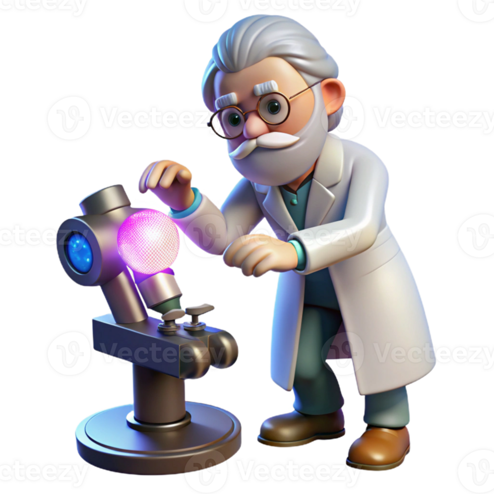 wonderful contemporary 3D Cartoon Scientist with Lab Equipment original png