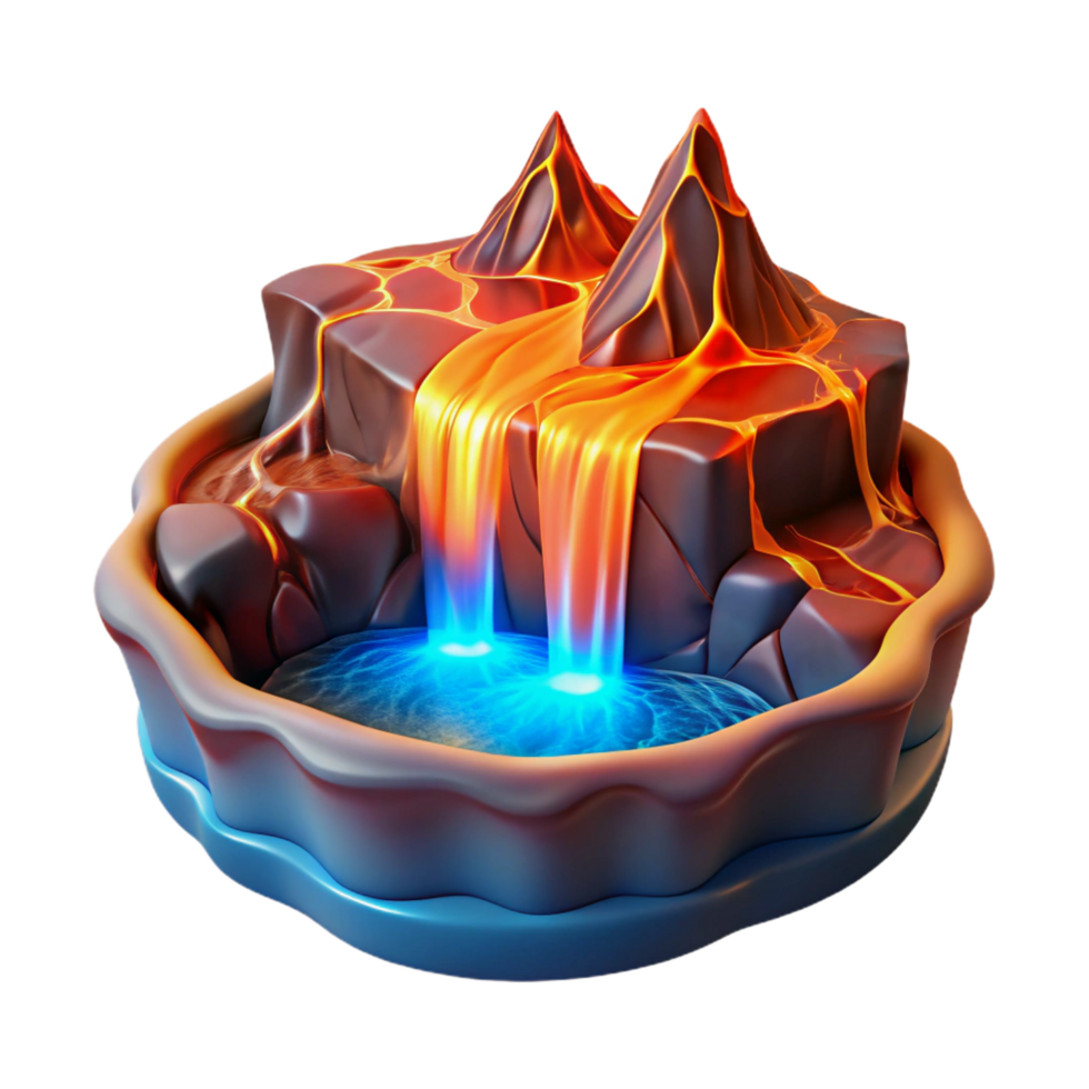 beautiful minimalist Lava Waterfall Digital Art Volcanic Landscape original png