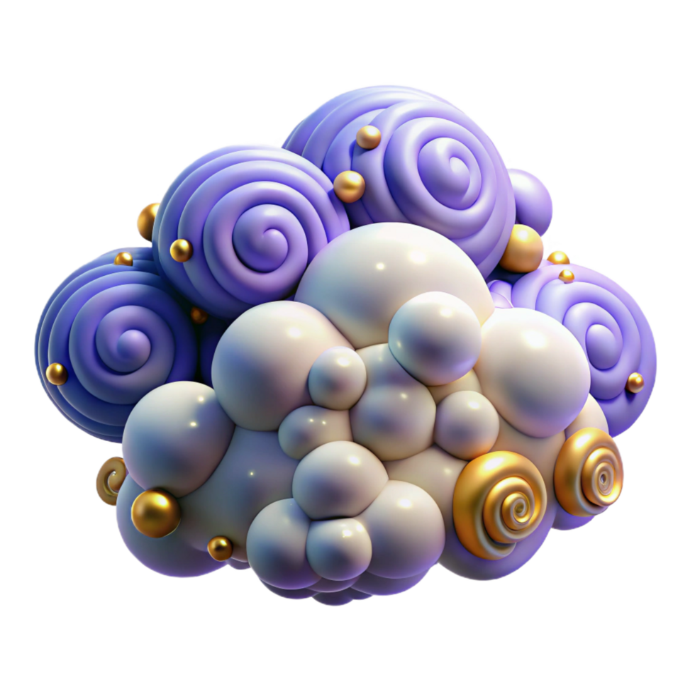 serene vintage Abstract 3D Render Swirls, Bubbles, and Spheres authentic png