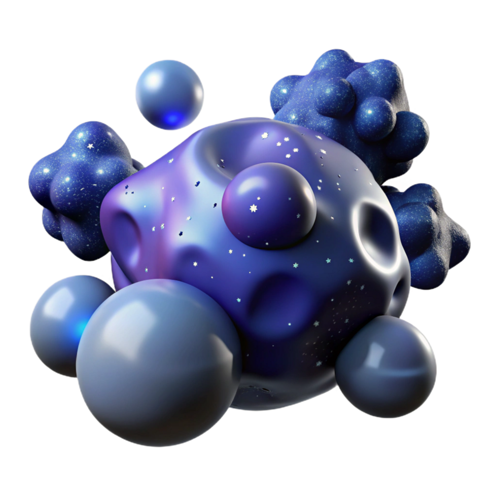 impressive creative Abstract 3D Render Cosmic Nebula Spheres premium png