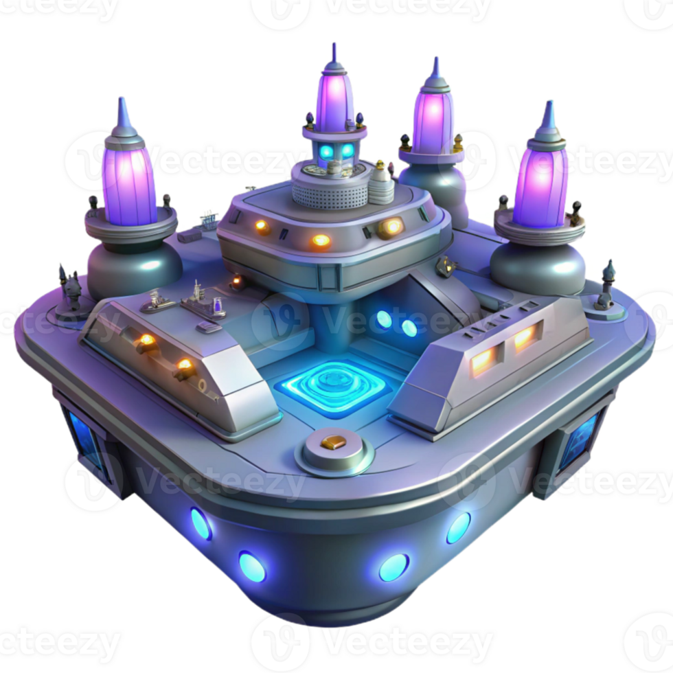 elegant traditional Futuristic 3D Island Base Render original png