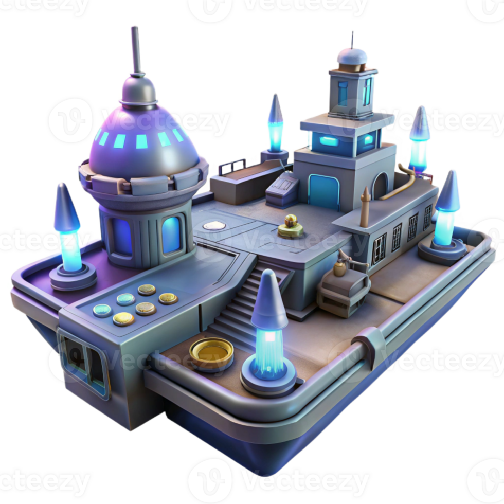 elegant modern Futuristic Island Base 3D Render professional png