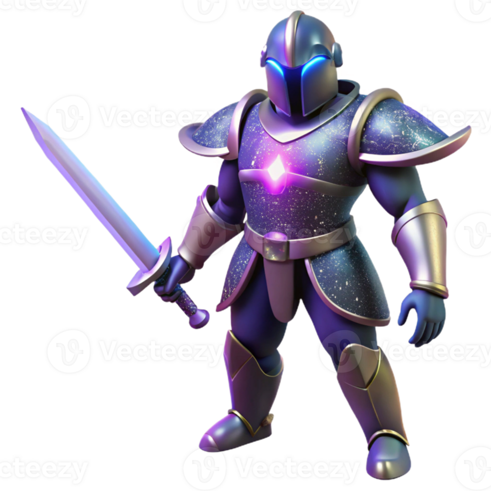 dramatic creative Cosmic Knight 3D Render genuine png