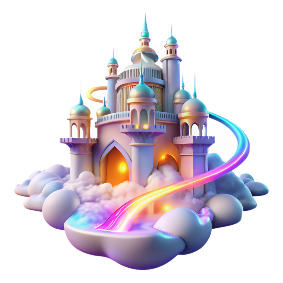 vibrant artistic Enchanted Castle on Clouds A Fantasy Realm premium png