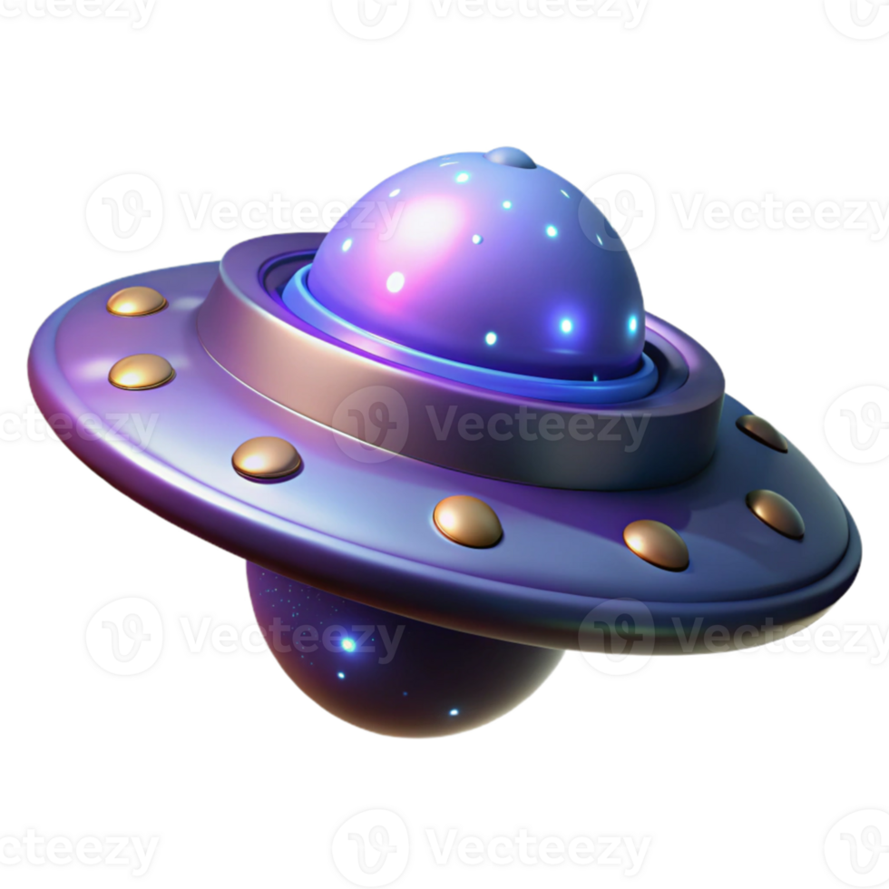 extraordinary artistic 3D Render Glowing UFO Spaceship Illustration authentic png