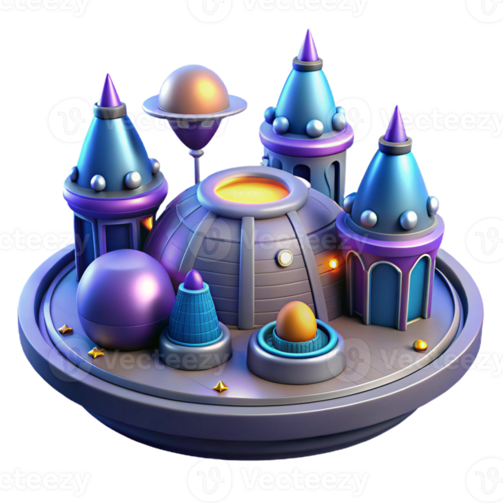 impressive abstract Fantasy Space Station 3D Illustration professional png