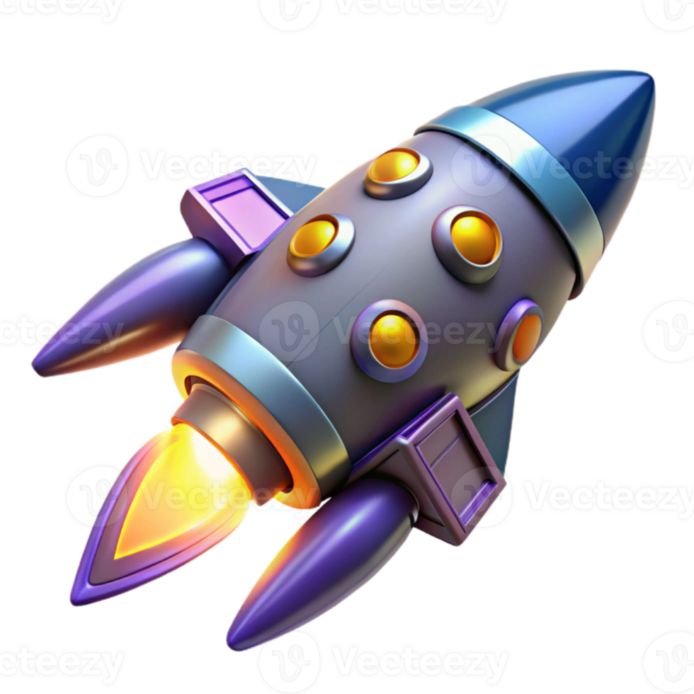 magnificent modern 3D Cartoon Rocket Illustration genuine png