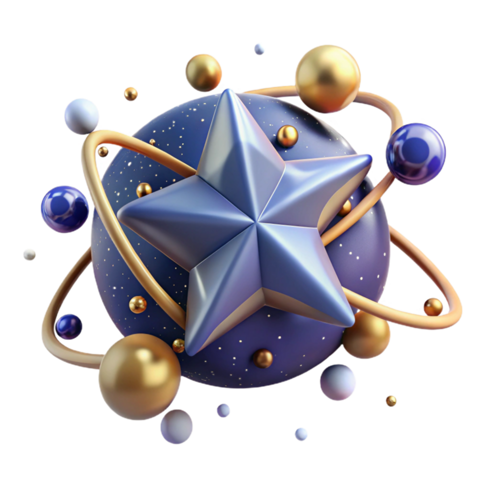 impressive contemporary Cosmic Star 3D Render of Celestial Sphere exclusive png