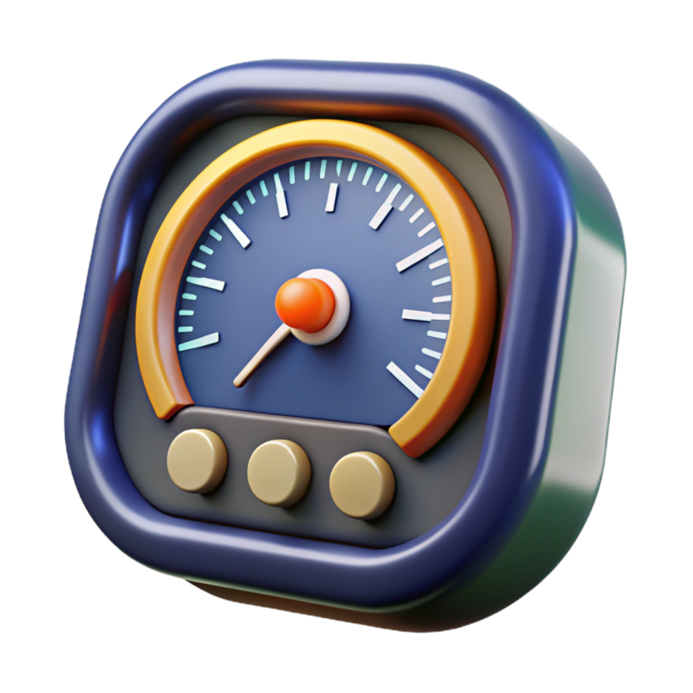 vibrant traditional 3D Speedometer Icon Progress, Performance, Measurement original png