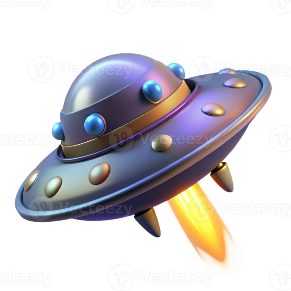 wonderful classic 3D Render Flying Saucer Illustration genuine png