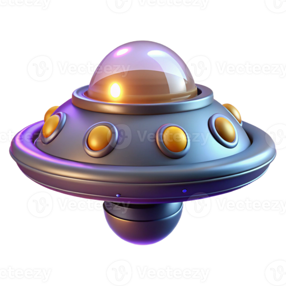 dramatic creative 3D Cartoon UFO Spaceship Render high quality png