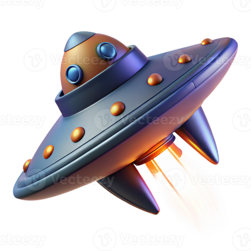 magnificent traditional 3D Cartoon UFO Spaceship Illustration professional png