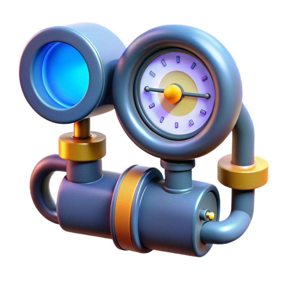 beautiful rustic Steampunk Pressure Gauge and Valve System 4K png