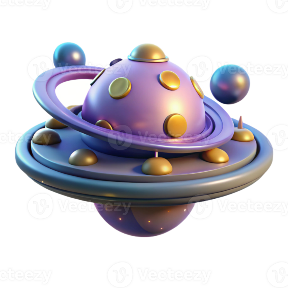 elegant creative 3D Render of a Cartoon Spaceship original png