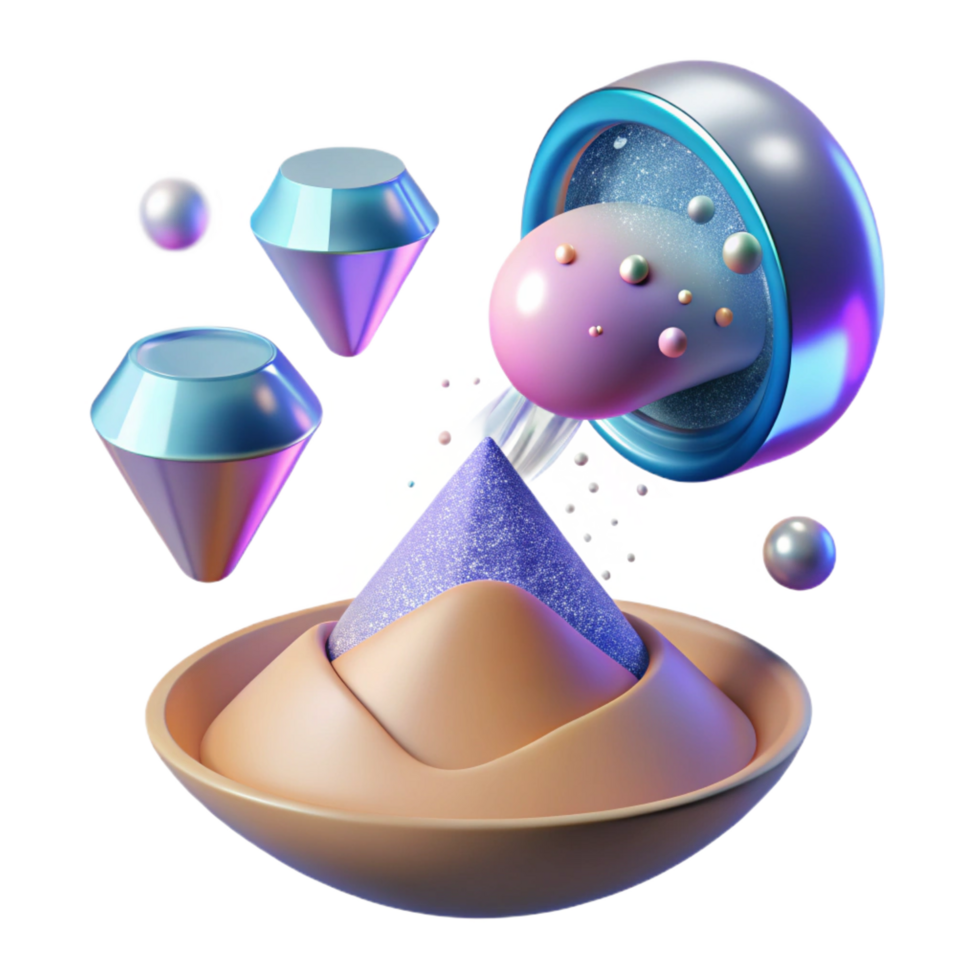 impressive rustic Abstract 3D Render Gems, Sphere, Cone, Bowl exclusive png