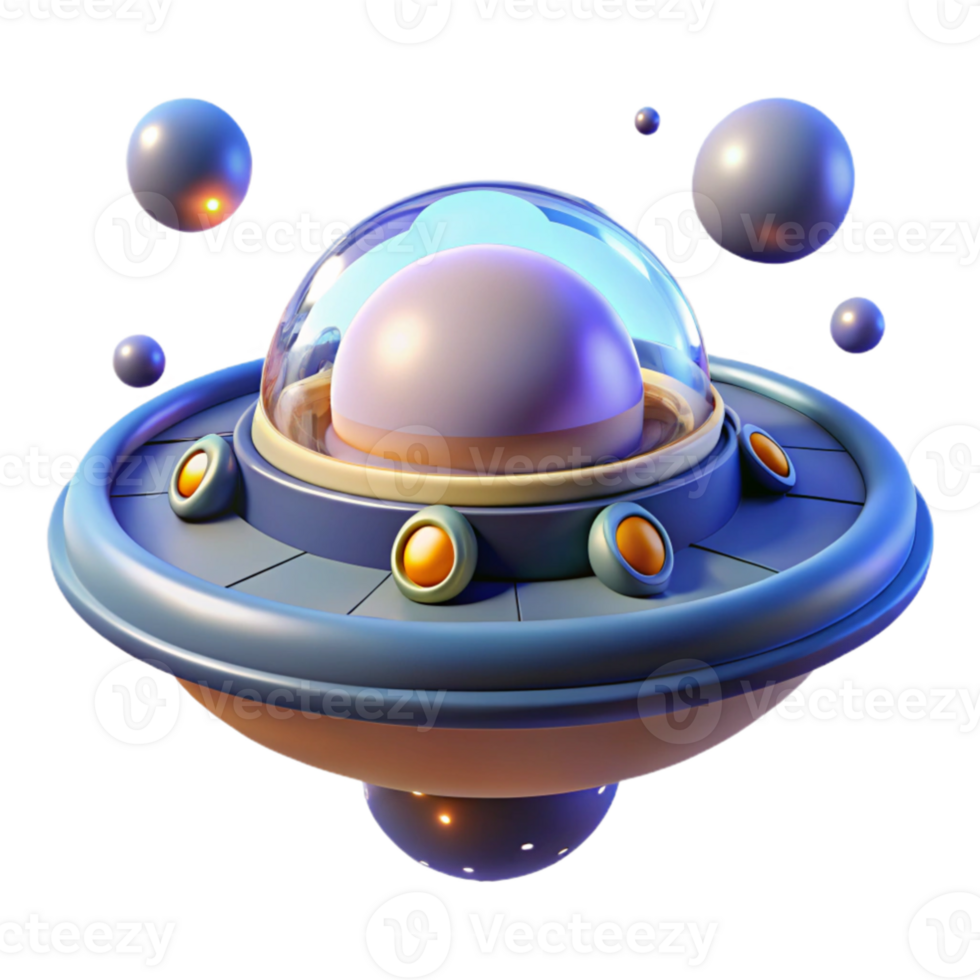 impressive modern 3D Render Cartoon UFO Spaceship high quality png