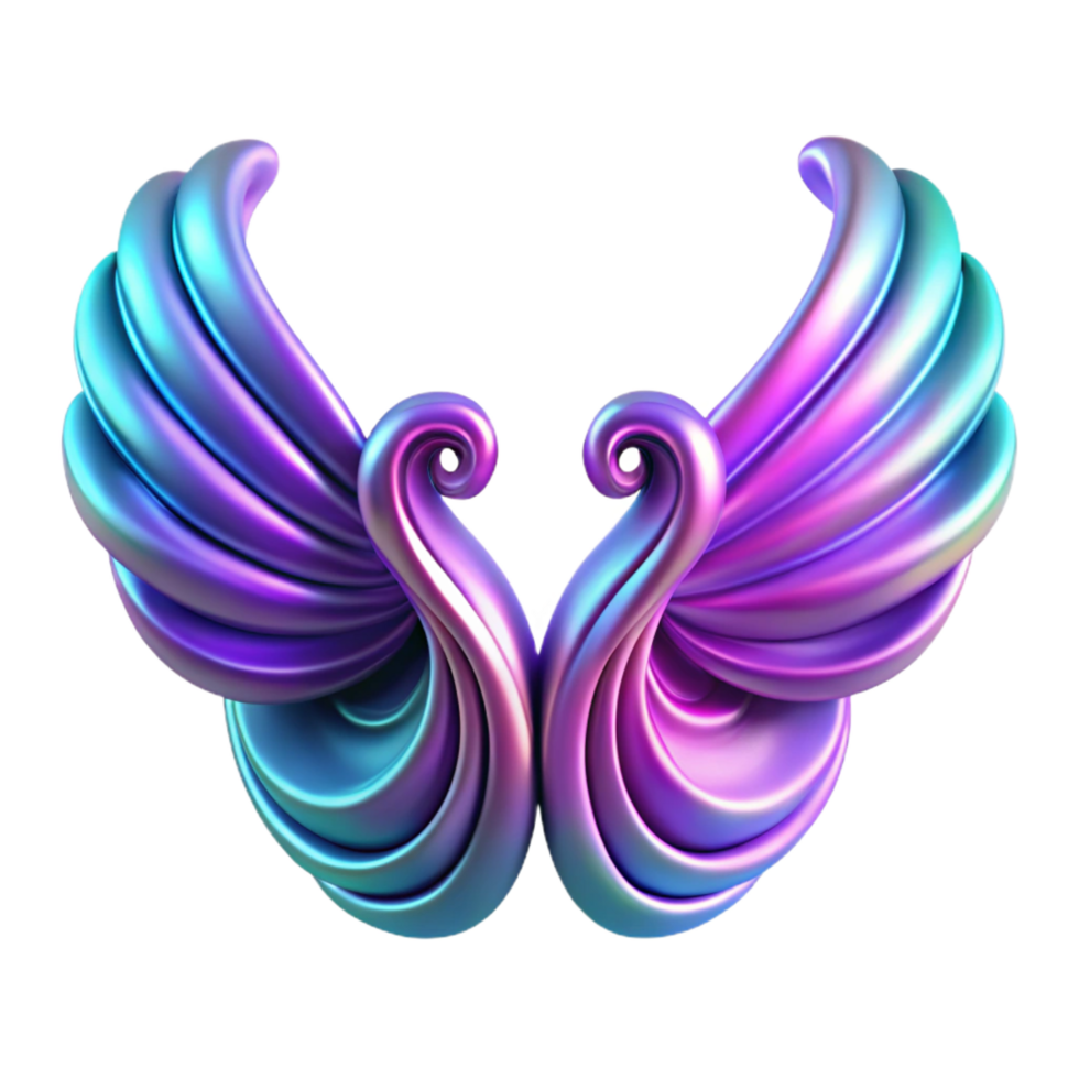 impressive vintage Iridescent Wings Abstract 3D Render high resolution png