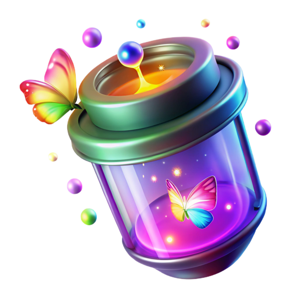 stunning classic Enchanted Butterfly Jar Magical Creature in Glowing Orb original png
