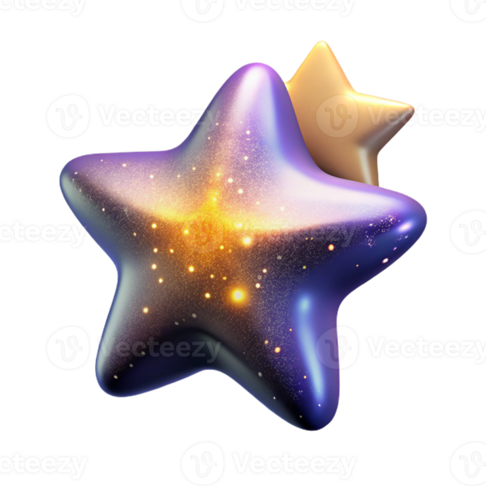 elegant creative Glowing 3D Star Illustration high resolution png