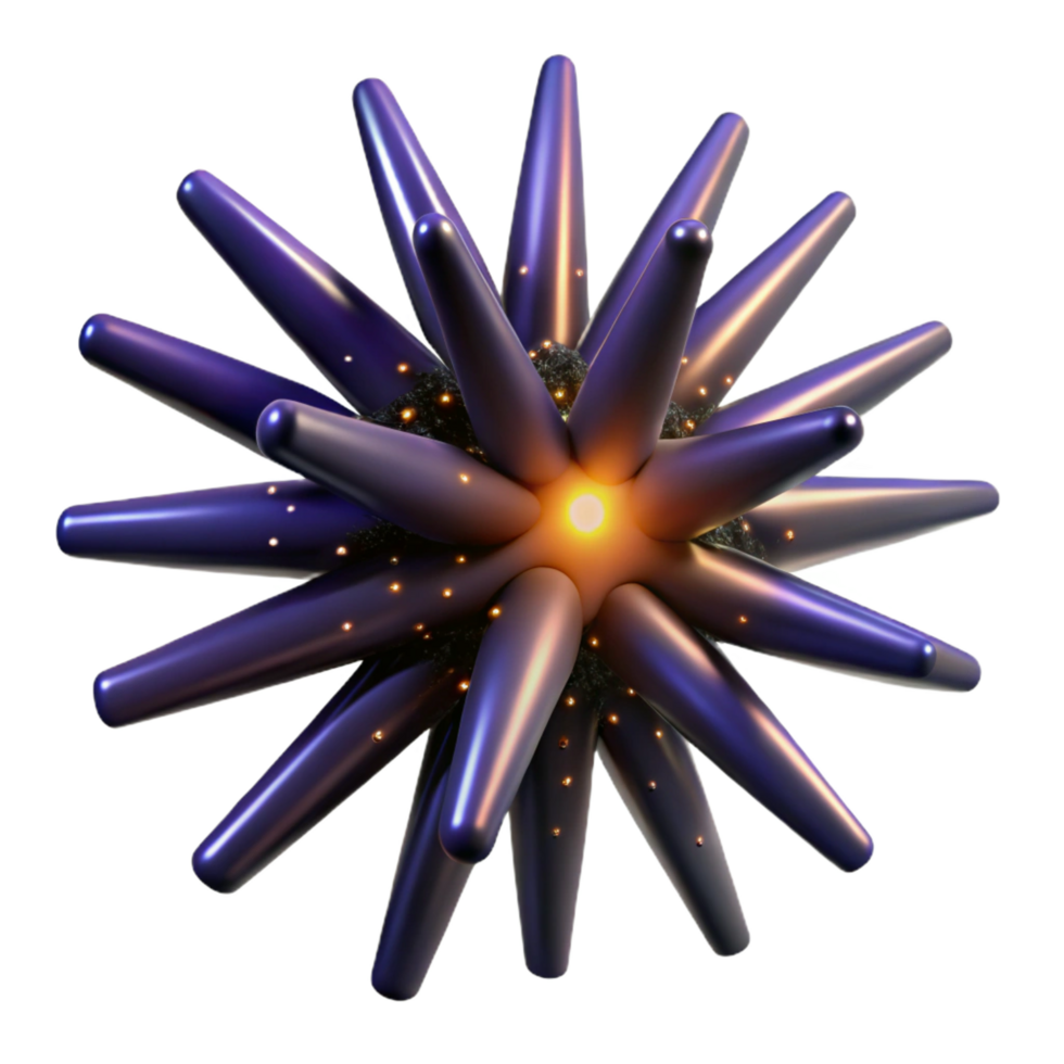 elegant minimalist Abstract 3D Model Glowing Core with Radial Spikes genuine png