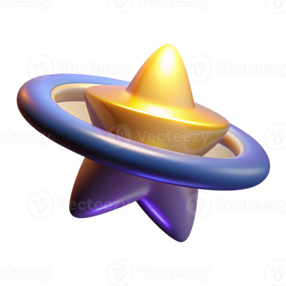 extraordinary contemporary 3D Render Star with Ring Abstract Background premium png