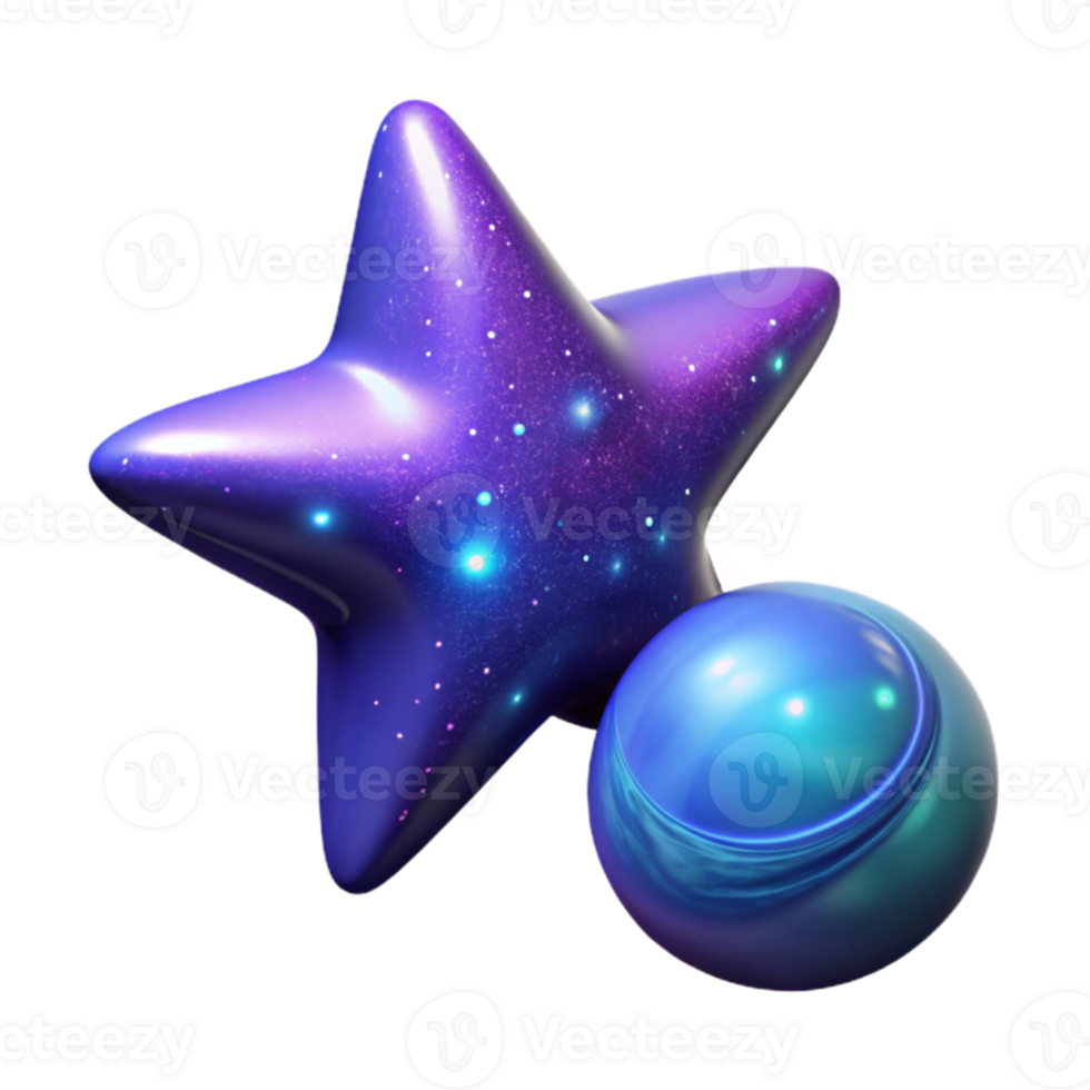 dramatic contemporary Cosmic Star and Orb 3D Render high resolution png