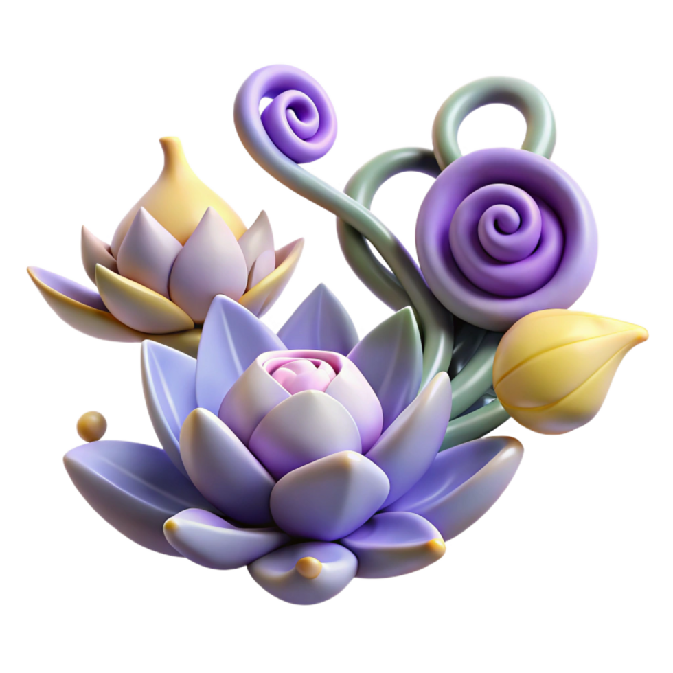 wonderful abstract Whimsical 3D Floral Arrangement Pastel Lotus Roses genuine png