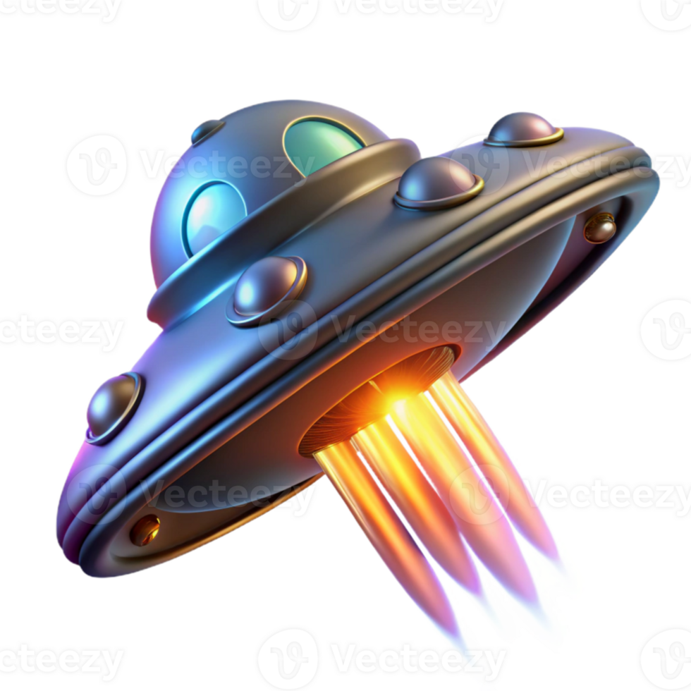 dramatic abstract 3D Render of a Flying Saucer genuine png