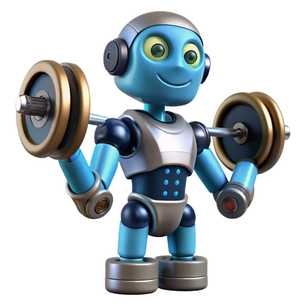 vibrant artistic Robot Weightlifting Strength, Fitness, and AI professional png