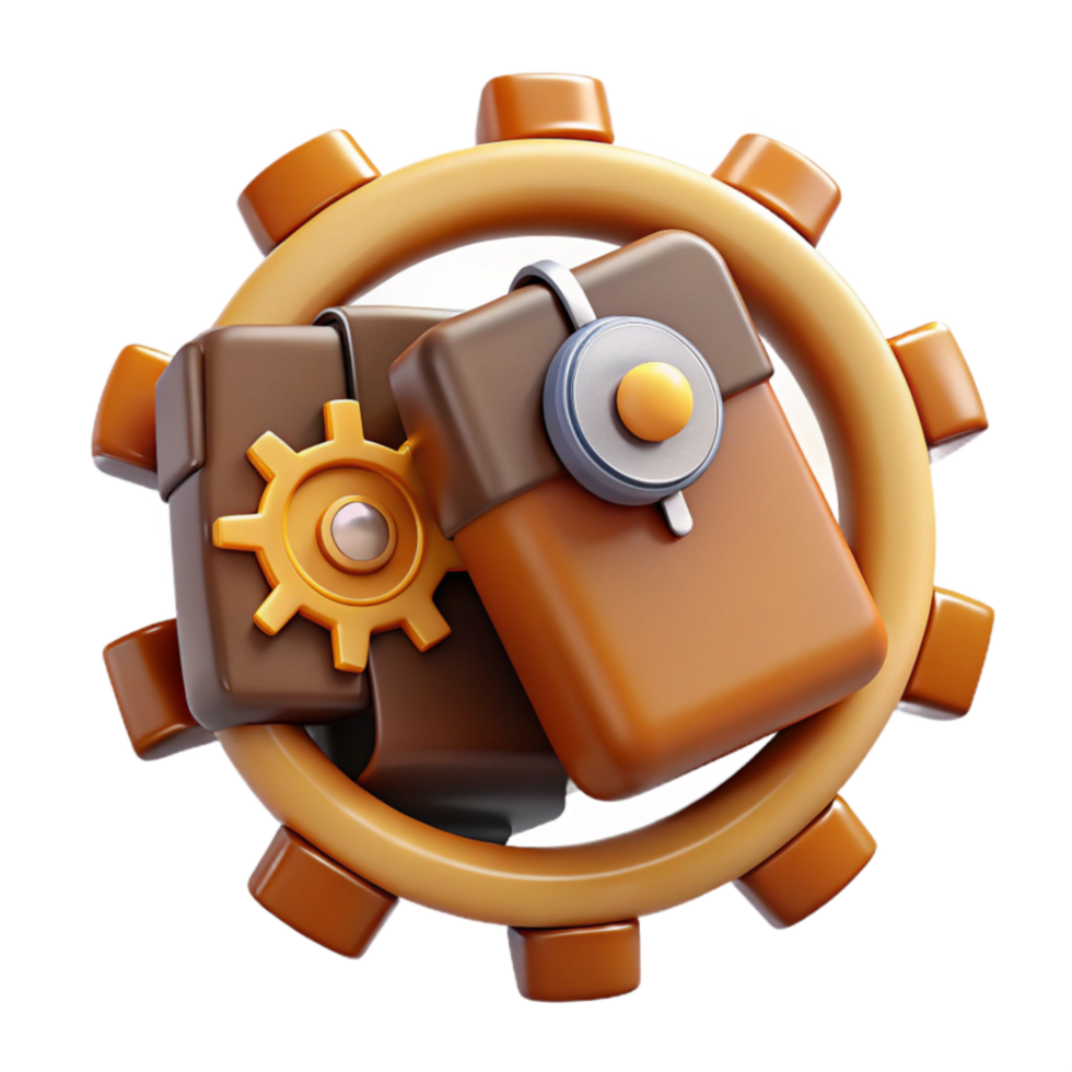elegant minimalist Gear System Management Efficient Workflow Optimization genuine png