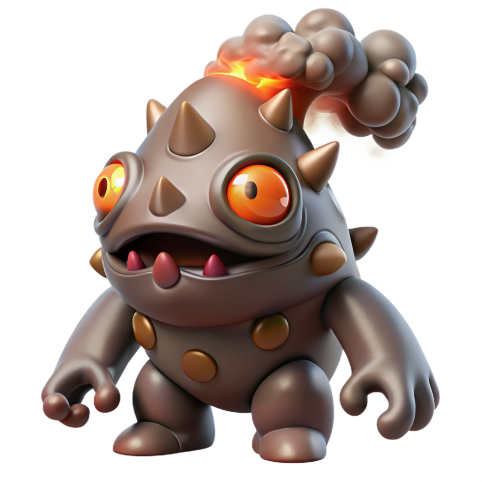 stunning modern Adorable Volcanic Creature 3D Render authentic png