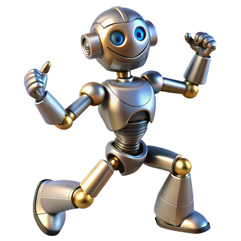 wonderful minimalist Friendly Robot 3D Model of a Happy, Posing Bot detailed png