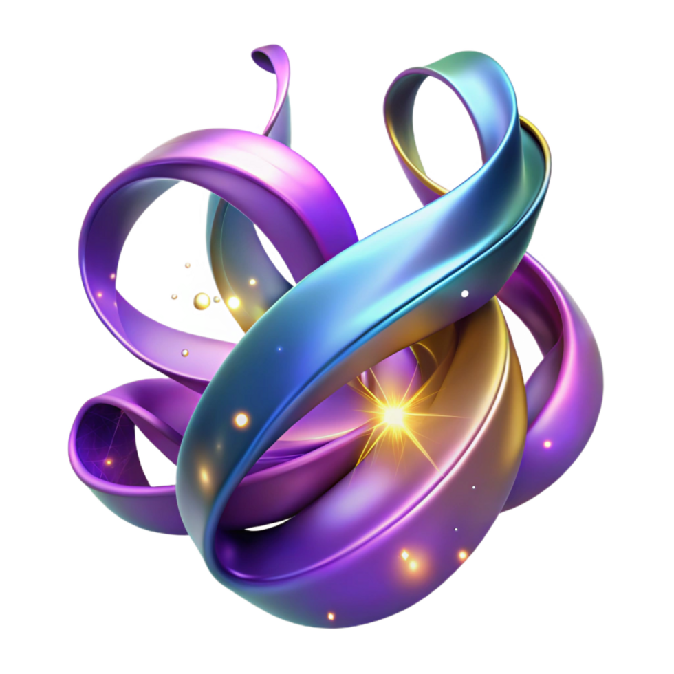 extraordinary traditional Abstract Swirling 3D Render Iridescent, Glowing professional png