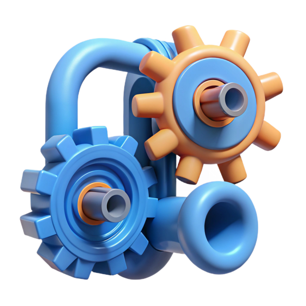 impressive artistic Interlocking Gears System Mechanics 3D Design 4K png