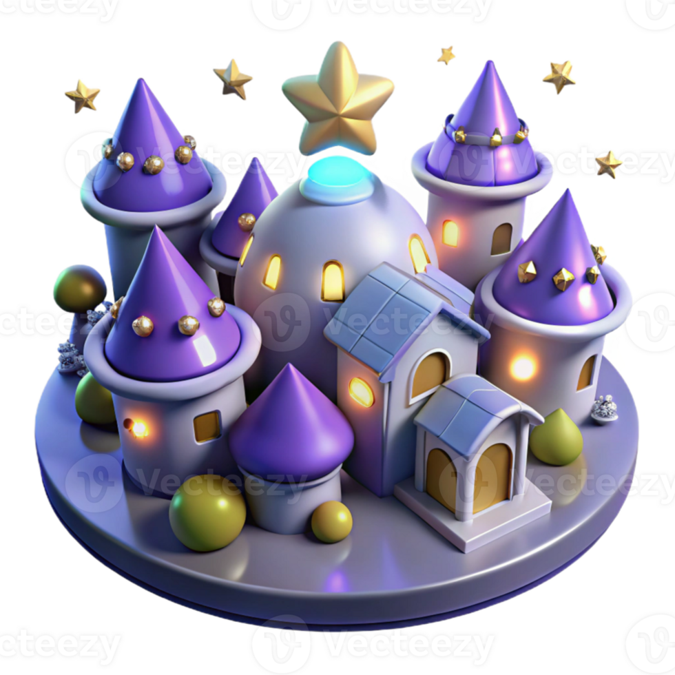 beautiful abstract Enchanted 3D Castle Illustration 4K png