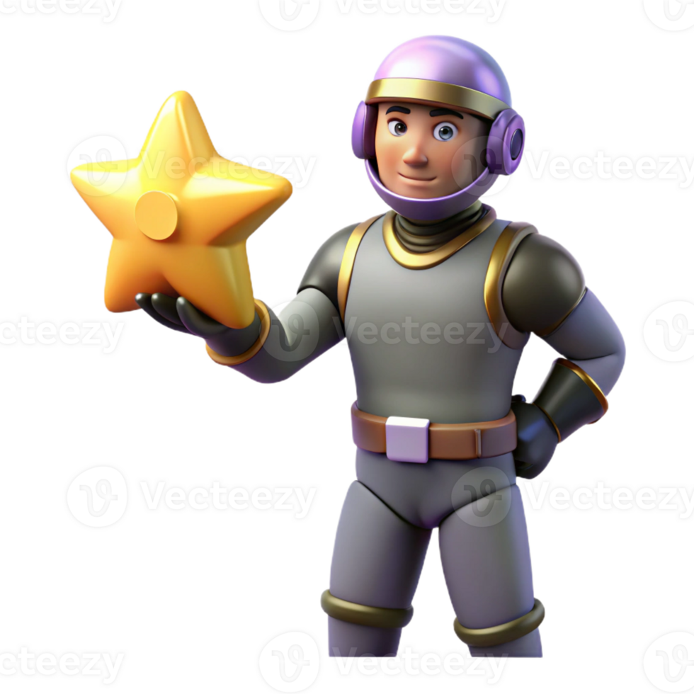serene artistic 3D Astronaut Holding Star Illustration 4K png