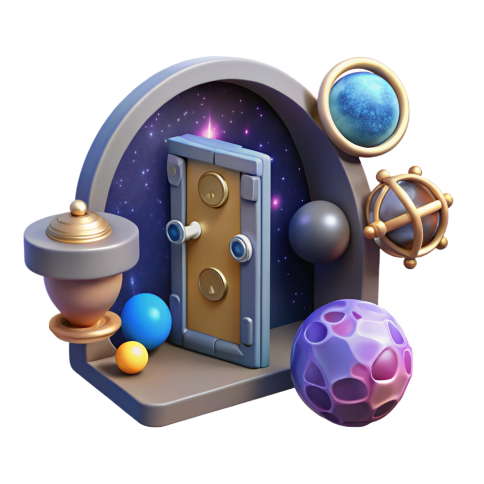 extraordinary classic Cosmic Doorway 3D Render of Interdimensional Portal premium png