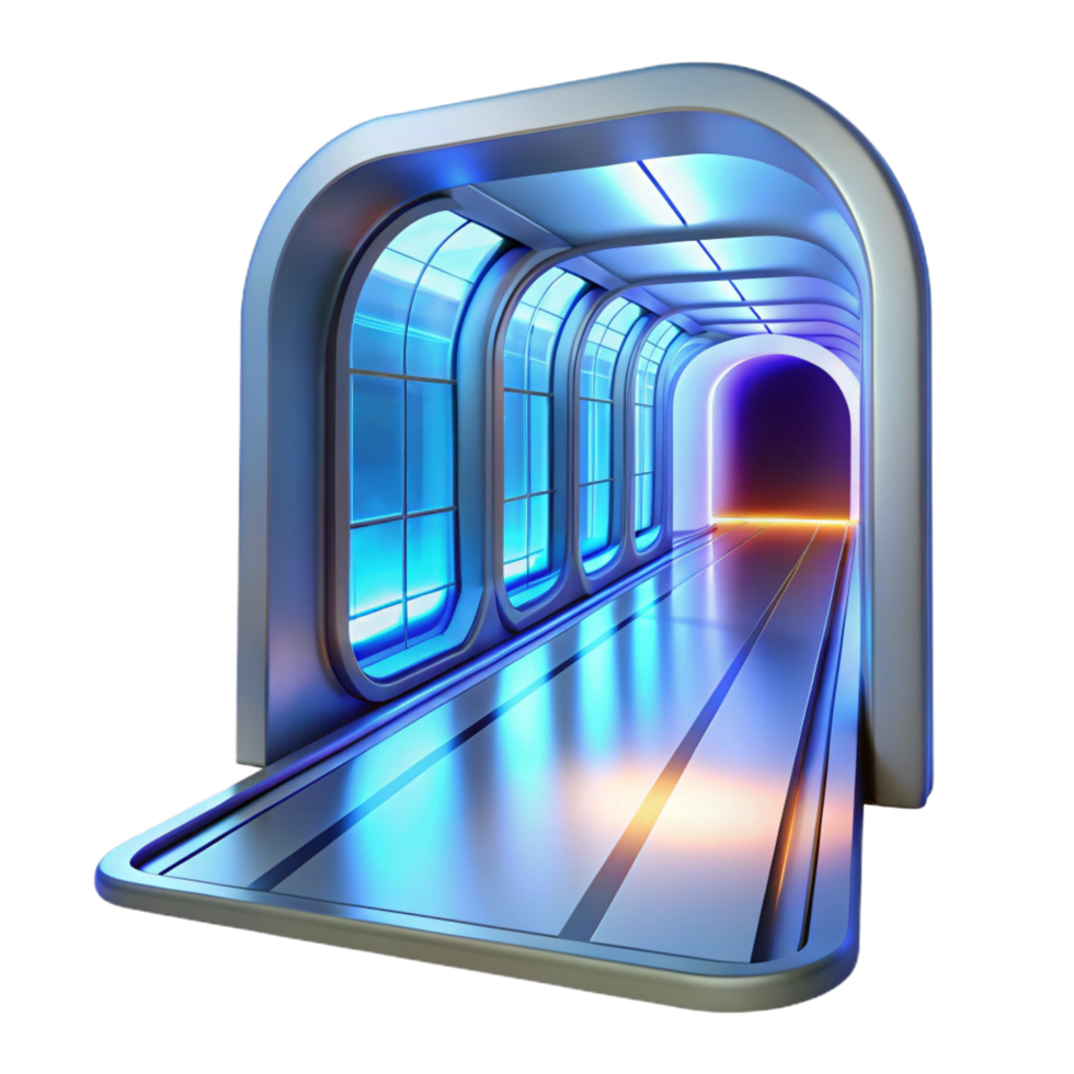 elegant vintage Futuristic Neon Tunnel Sci-Fi Corridor Design premium png
