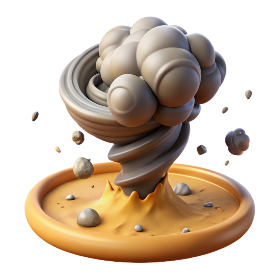 extraordinary minimalist 3D Render of a Whirlwind, Storm, Sand, and Rocks detailed png