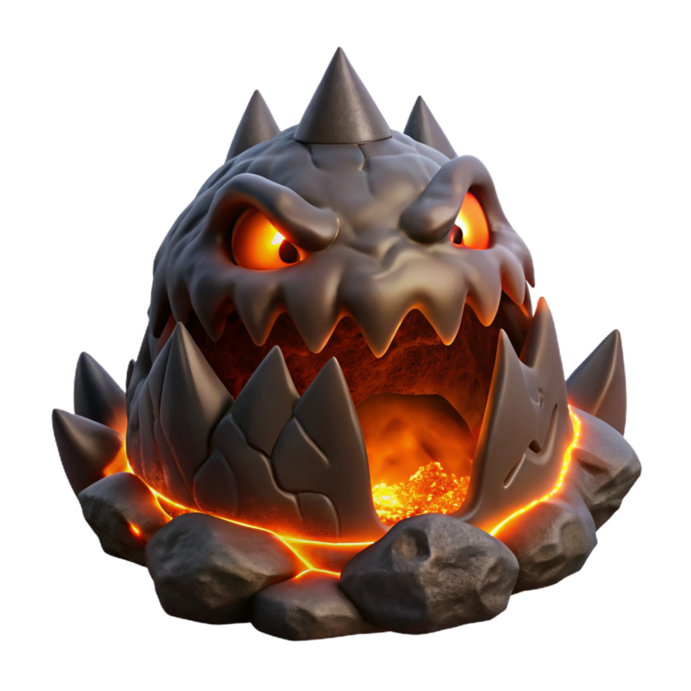 magnificent classic Fiery Lava Monster 3D Render of a Volcanic Creature detailed png