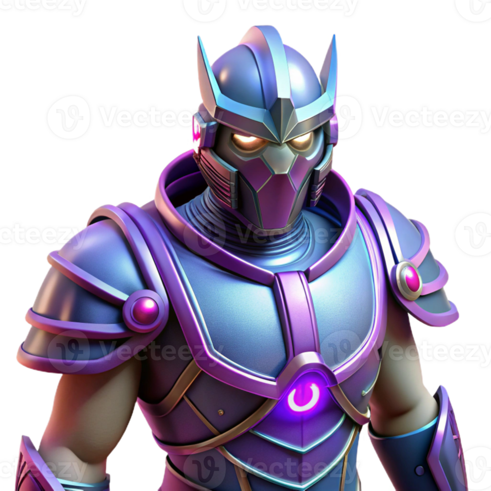 elegant rustic 3D Render of Futuristic Armored Warrior premium png