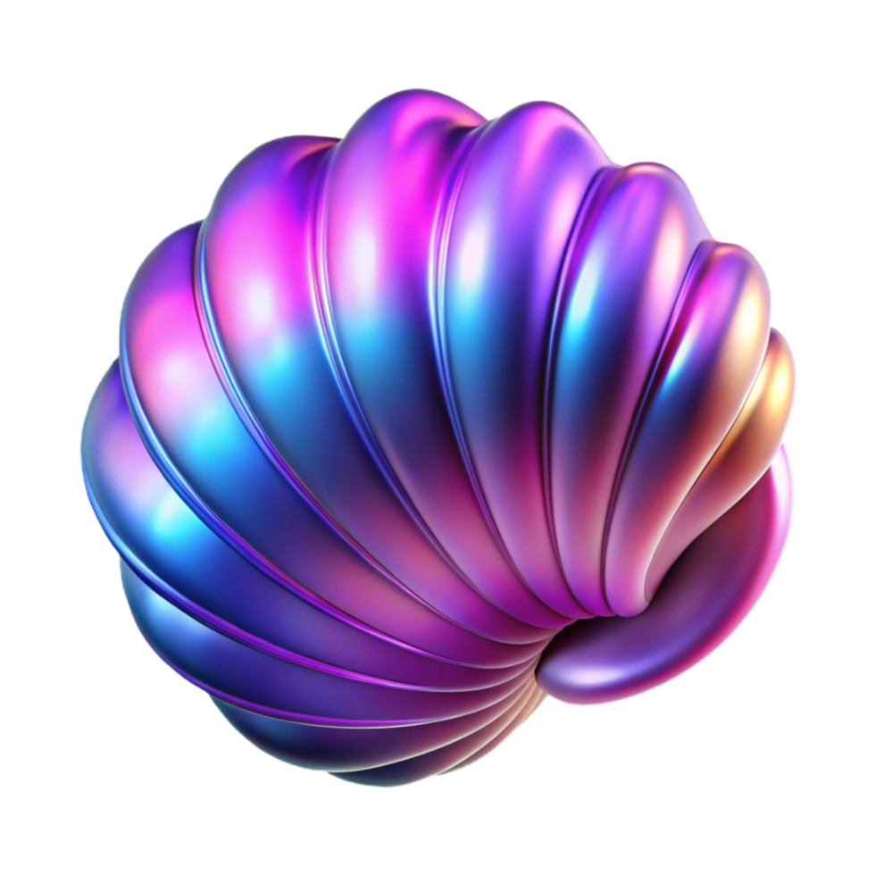 dramatic creative Abstract 3D Render Iridescent Shell-like Form exclusive png