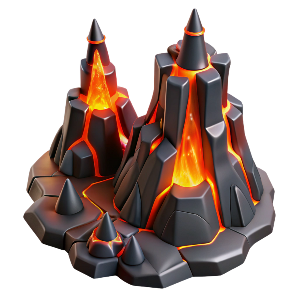 extraordinary classic Volcanic Island Game Asset 3D Lava Peaks high resolution png