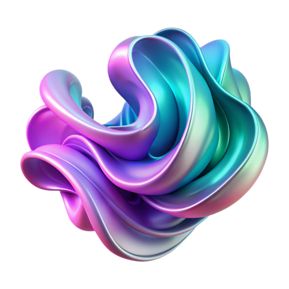 beautiful artistic Abstract 3D Render Iridescent Flowing Forms exclusive png
