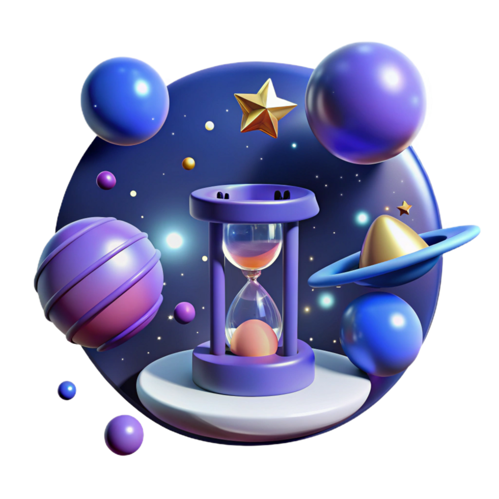 beautiful classic Cosmic Hourglass Time in Space 4K png